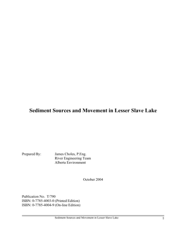 Sediment Sources and Movement in Lesser Slave Lake