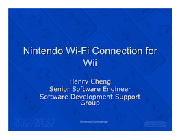 Nintendo Wi-Fi Connection For