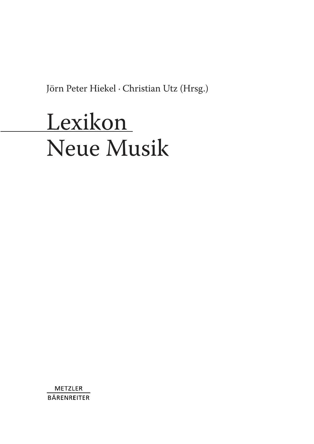 Lexikon Neue Musik Inhalt