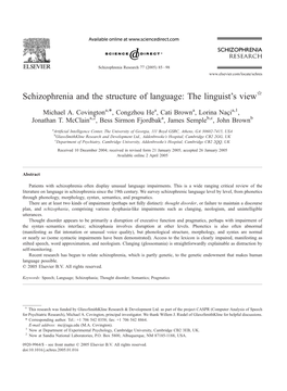Schizophrenia and the Structure of Language: the Linguist's View