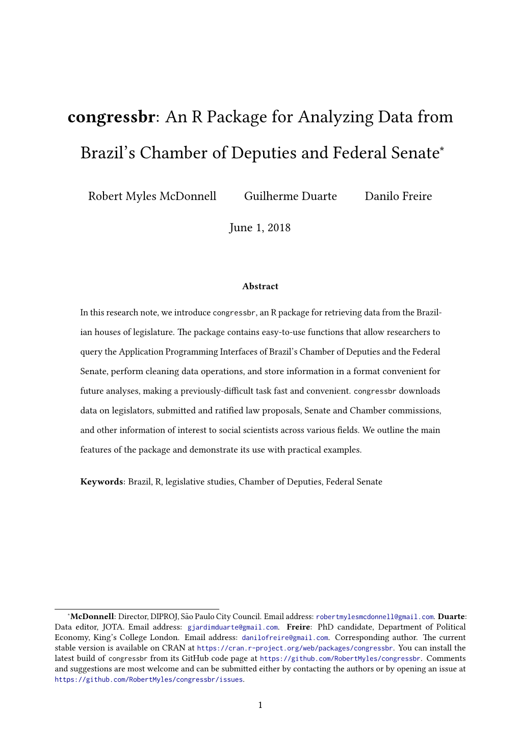 An R Package for Analyzing Data from Brazil's Chamber Of