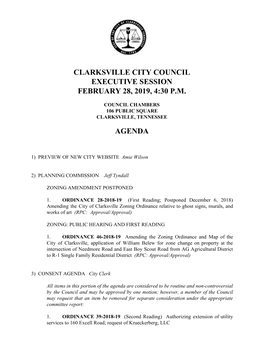 Clarksville City Council Executive Session February 28, 2019, 4:30 P.M