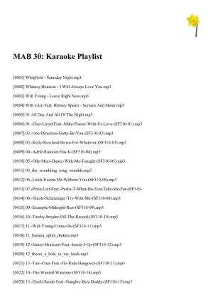 MAB 30: Karaoke Playlist