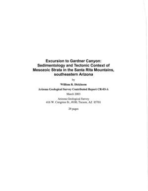 Excursion to Gardner Canyon: Sedimentology and Tectonic Context of Mesozoic Strata in the Santa Rita Mountains, Southeastern Arizona by William R