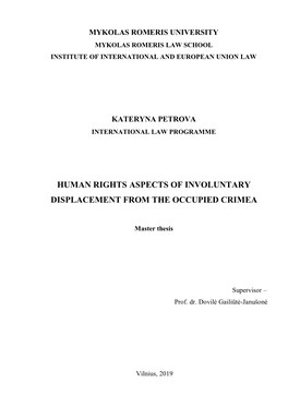 Human Rights Aspects of Involuntary Displacement from the Occupied Crimea