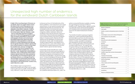 Unexpected High Number of Endemics for the Windward Dutch Caribbean Islands