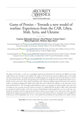 Game of Proxies – Towards a New Model of Warfare: Experiences from the CAR, Libya, Mali, Syria, and Ukraine