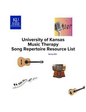 Music Therapy Master Song Resource List