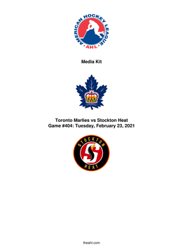 Ahl.Com Toronto Marlies (3-2-0-0) Vs