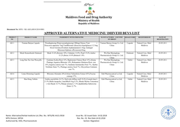 Approved Alternative Medicine/ Dhivehi Beys List