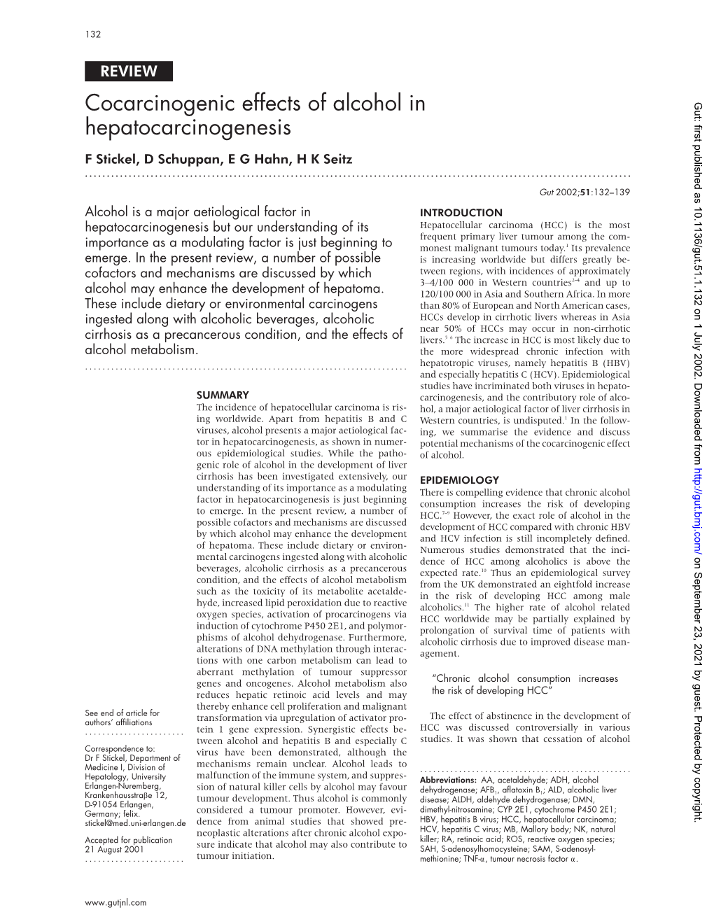 Cocarcinogenic Effects of Alcohol in Hepatocarcinogenesis