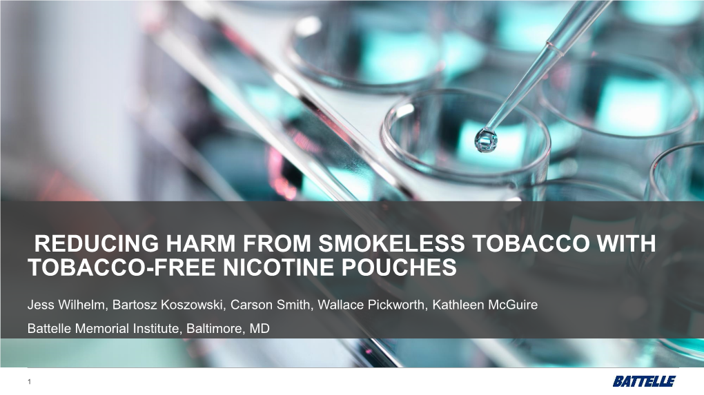 Reducing Harm from Smokeless Tobacco with Tobacco-Free Nicotine Pouches