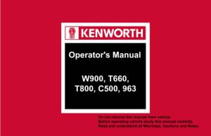 Operator's Manual W900, T660, T800, C500
