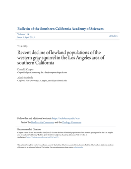 Recent Decline of Lowland Populations of the Western Gray Squirrel in the Los Angeles Area of Southern California Daniel S