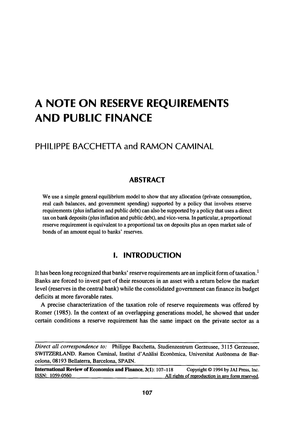 A Note on Reserve Requirements and Public Finance