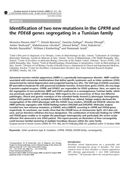 Identification of Two New Mutations in the GPR98 and the PDE6B Genes Segregating in a Tunisian Family