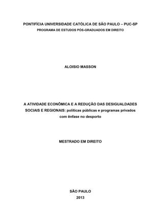 Puc-Sp Aloisio Masson a Atividade Econômica E A