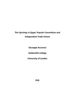 Popular Committees and Independent Trade Unions Giuseppe Acconcia
