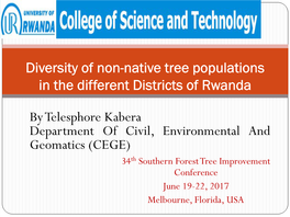 Diversity of Non-Native Tree Populations in the Different Districts of Rwanda