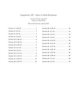 Linguistics 107—Intro to Indo-European