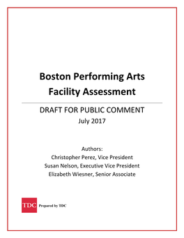 Boston Performing Arts Facility Assessment