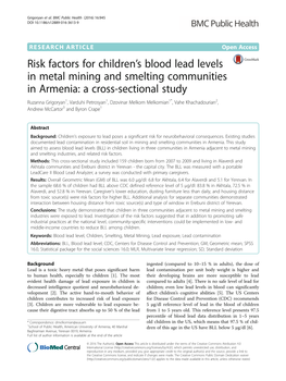 Risk Factors for Children's Blood Lead Levels in Metal
