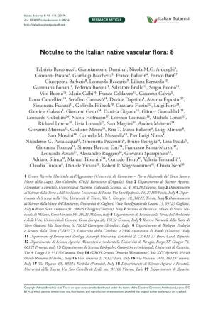 Notulae to the Italian Native Vascular Flora: 8 95 Doi: 10.3897/Italianbotanist.8.48626 RESEARCH ARTICLE