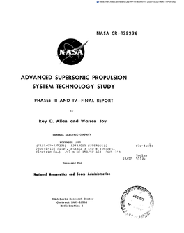 Advanced Supersonic Propulsion System Technology Study
