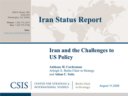 Iran Status Report Fax: 1.202.775.3199