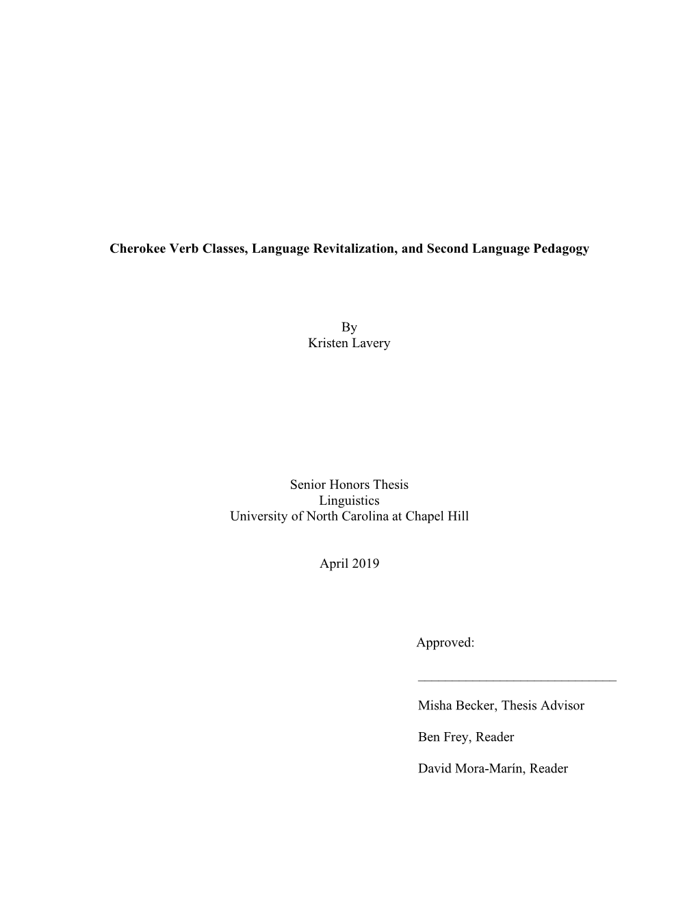 Cherokee Verb Classes, Language Revitalization, and Second Language Pedagogy