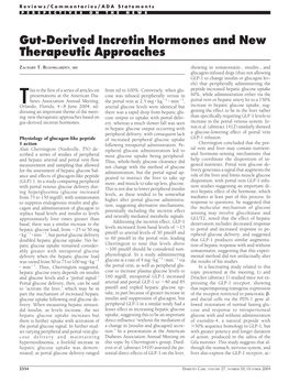 Gut-Derived Incretin Hormones and New Therapeutic Approaches