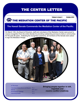 October 2015 the MEDIATION CENTER of the PACIFIC