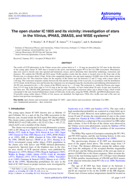 The Open Cluster IC 1805 and Its Vicinity: Investigation of Stars in the Vilnius, IPHAS, 2MASS, and WISE Systems