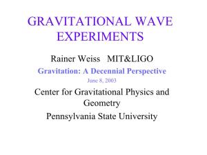 Gravitational Wave Experiments