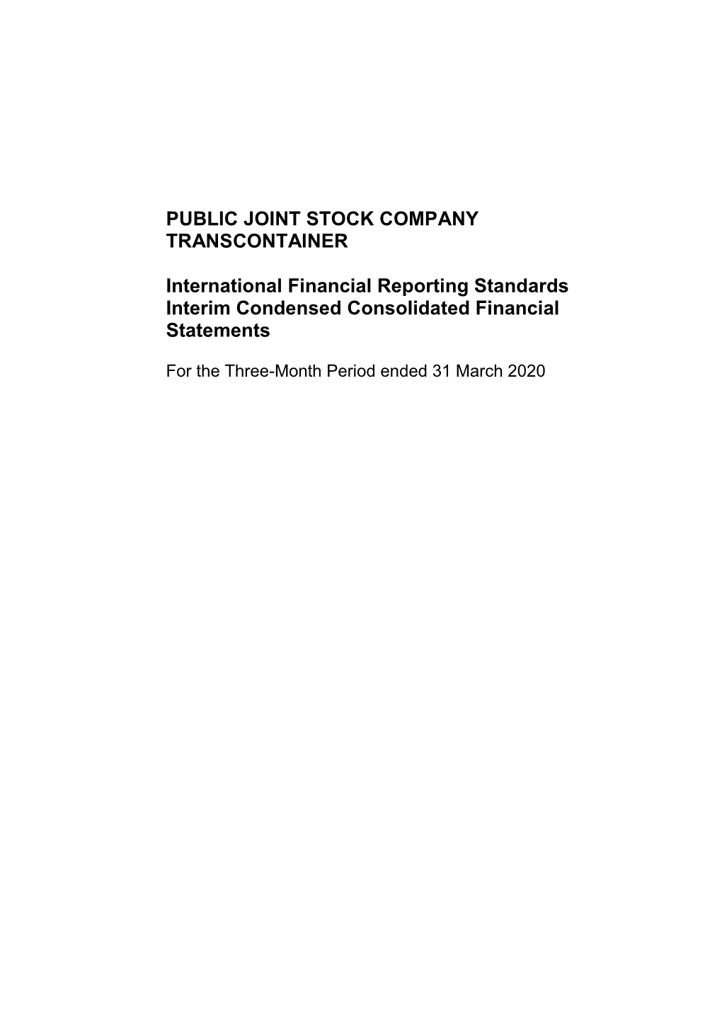 PUBLIC JOINT STOCK COMPANY TRANSCONTAINER International