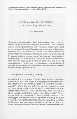 Semiosis and Interpretation in Ancient Egyptian Ritual