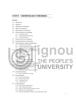 UNIT 9 CRIMINOLOGY THEORIES Criminological Theories