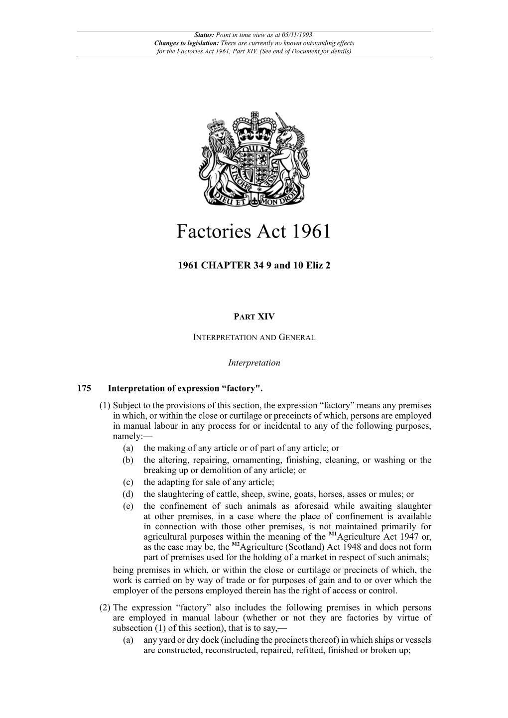 Factories Act 1961, Part XIV