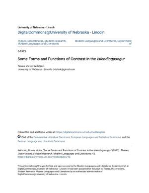 Some Forms and Functions of Contrast in the Islendingasogur