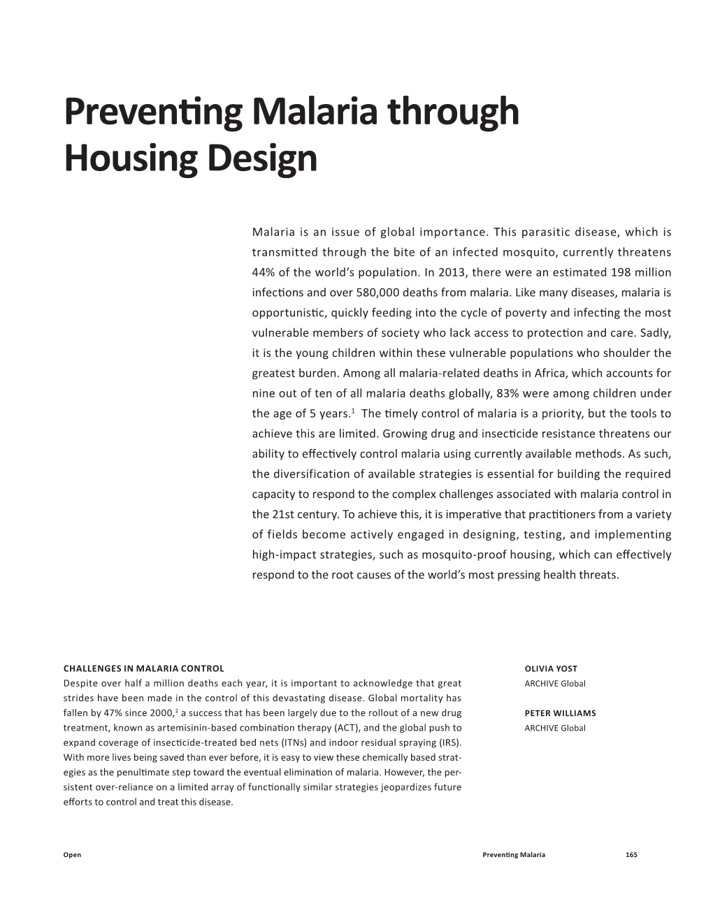 Preventing Malaria Through Housing Design