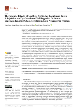 Therapeutic Effects of Urethral Sphincter Botulinum Toxin a Injection on Dysfunctional Voiding with Different Videourodynamic Characteristics in Non-Neurogenic Women
