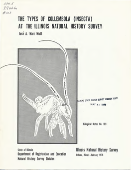 THE TYPES of COLLEMBOLA (INSECTA) at the ILLINOIS NATURAL HISTORY SURVEY Jose A