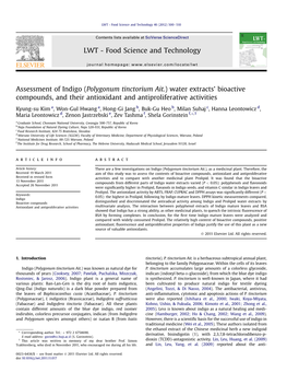 Assessment of Indigo (Polygonum Tinctorium Ait.) Water Extracts’ Bioactive Compounds, and Their Antioxidant and Antiproliferative Activities