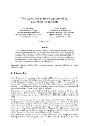 Two Corrections to Recent Censuses of the Gutenberg 42-Line Bible