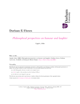 Philosophical Perspectives on Humour and Laughter