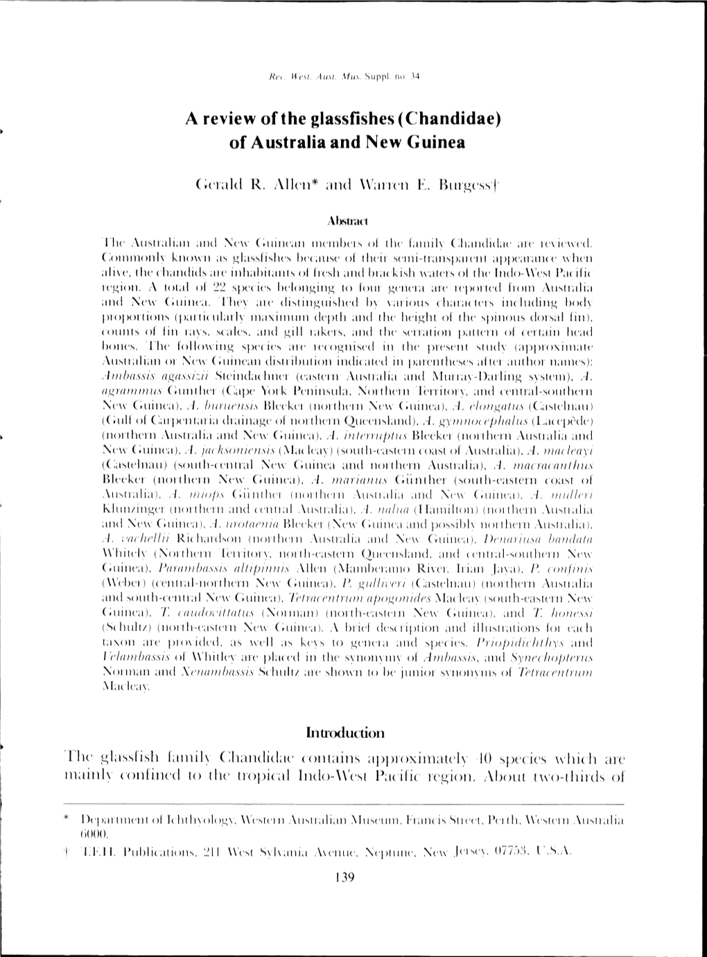 (Chandidae) of Australia and New Guinea