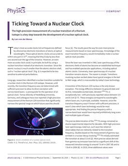 Ticking Toward a Nuclear Clock