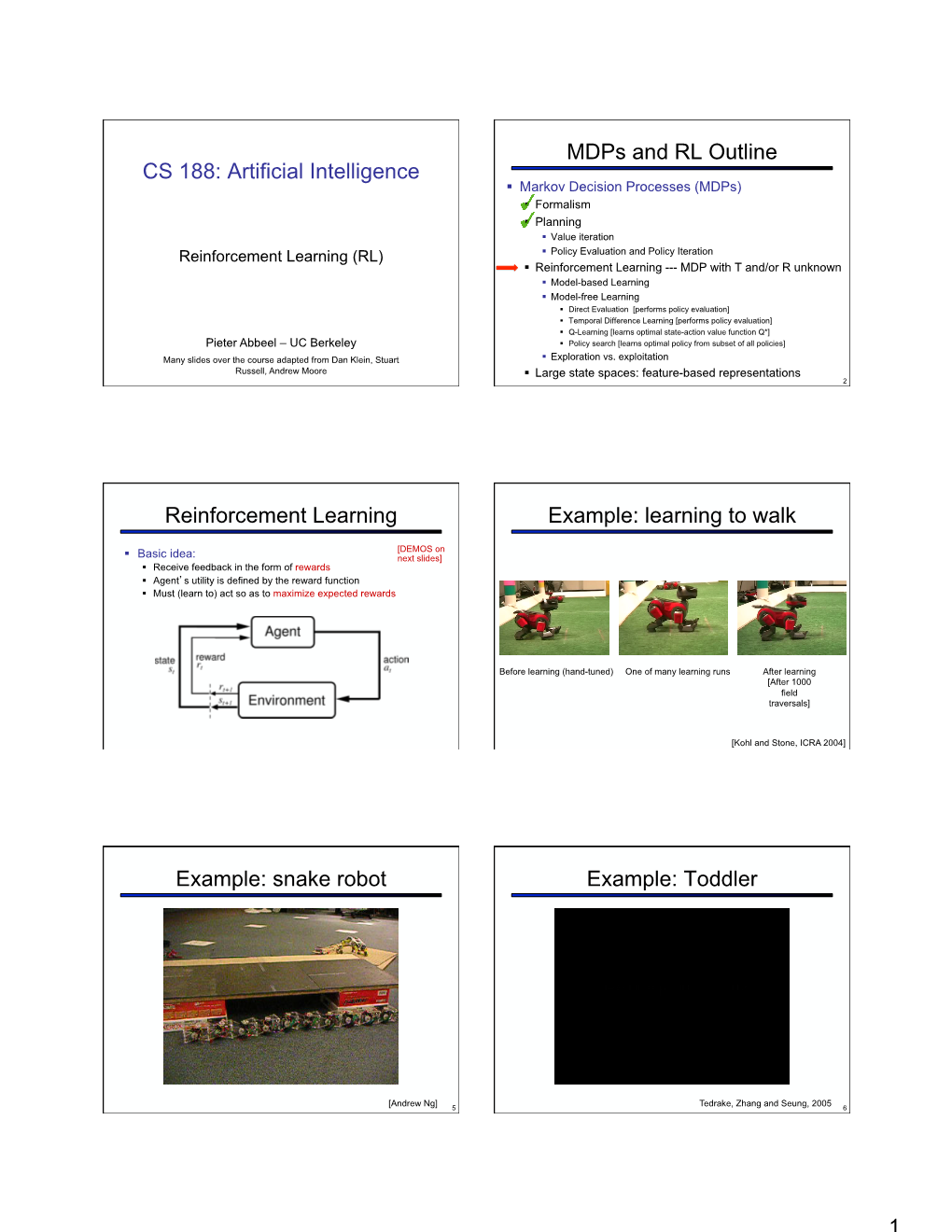 Cs188 Lecture 10 and 11 -- Reinforcement Learning 6PP.Pdf