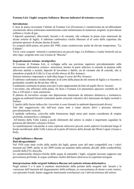 Fontana Liri: I Laghi- Sorgente Solfatara- Bucone Indicatori Di Tettonica Recente