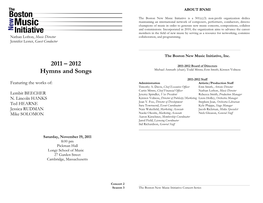 2011 – 2012 Hymns and Songs